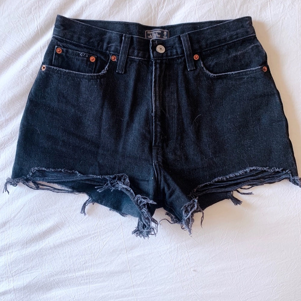 Abercrombie High Waisted Black Jean Shorts